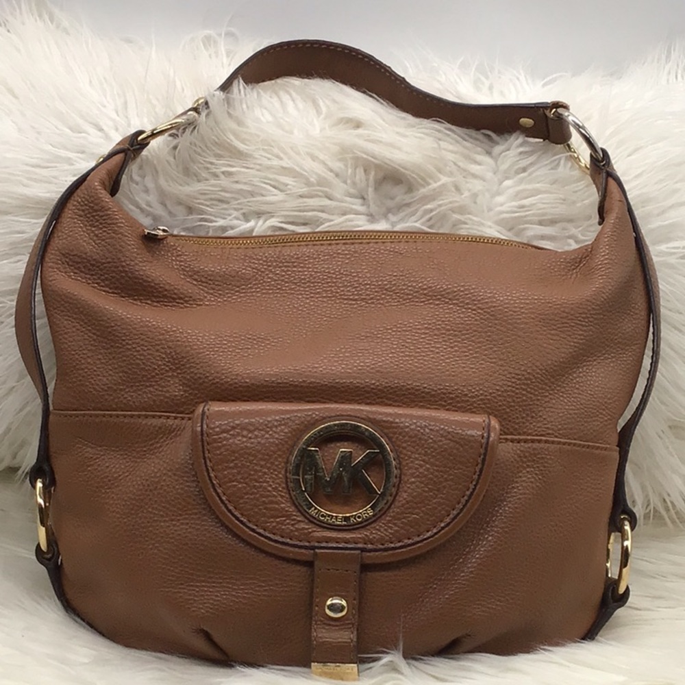 Michael Kors Brown Pebble Leather HOBO Shoulder Bag